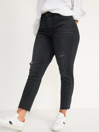 High-Waisted Button-Fly Curvy O.G. Straight Cut-Off Jeans for Women | Old Navy (US)