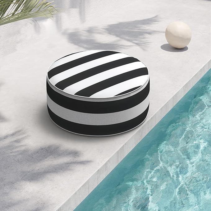 Indoor/Outdoor Inflatable Ottoman D21 x H9 inch, Round Footstool Inflatable Foot Rest Ottoman wit... | Amazon (US)