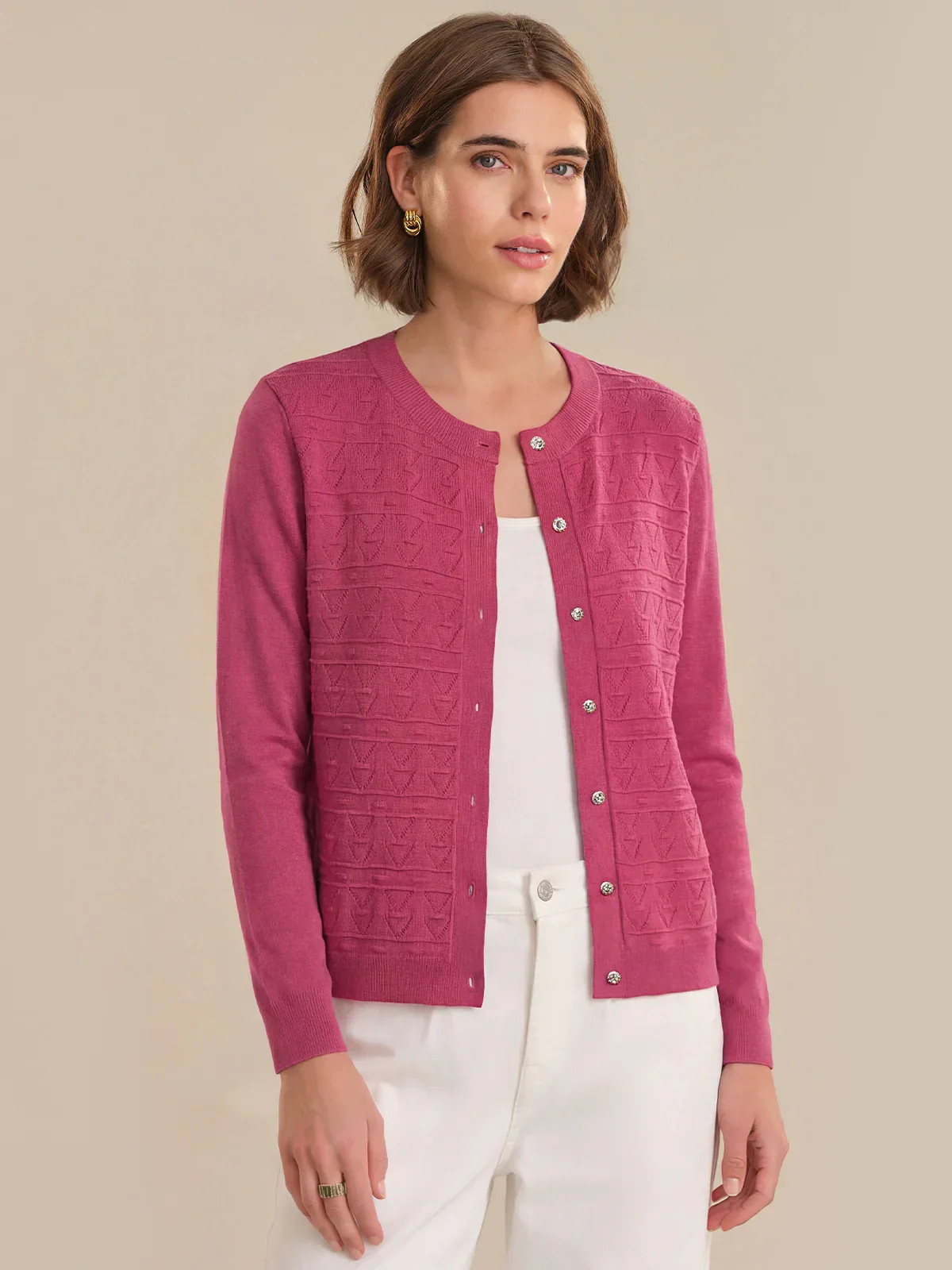 89th & Madison Bobble Crewneck Cardigan | 89th + Madison