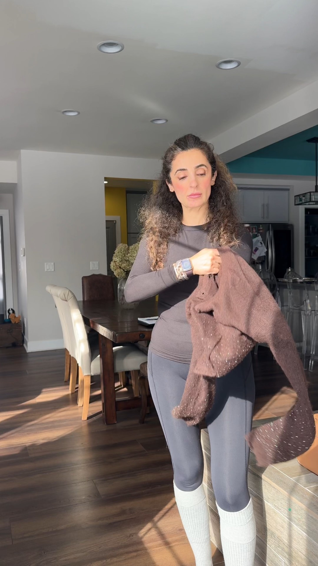 Saturday style. Black leggings Lululemon size 4, long socks, black boots. Naked basics are the best, my long sleeves tee is in size small. Brown cardigan size small from HM. Brown coat in size xs. 

#LTKSaleAlert #LTKgrwm #LTKmomlife