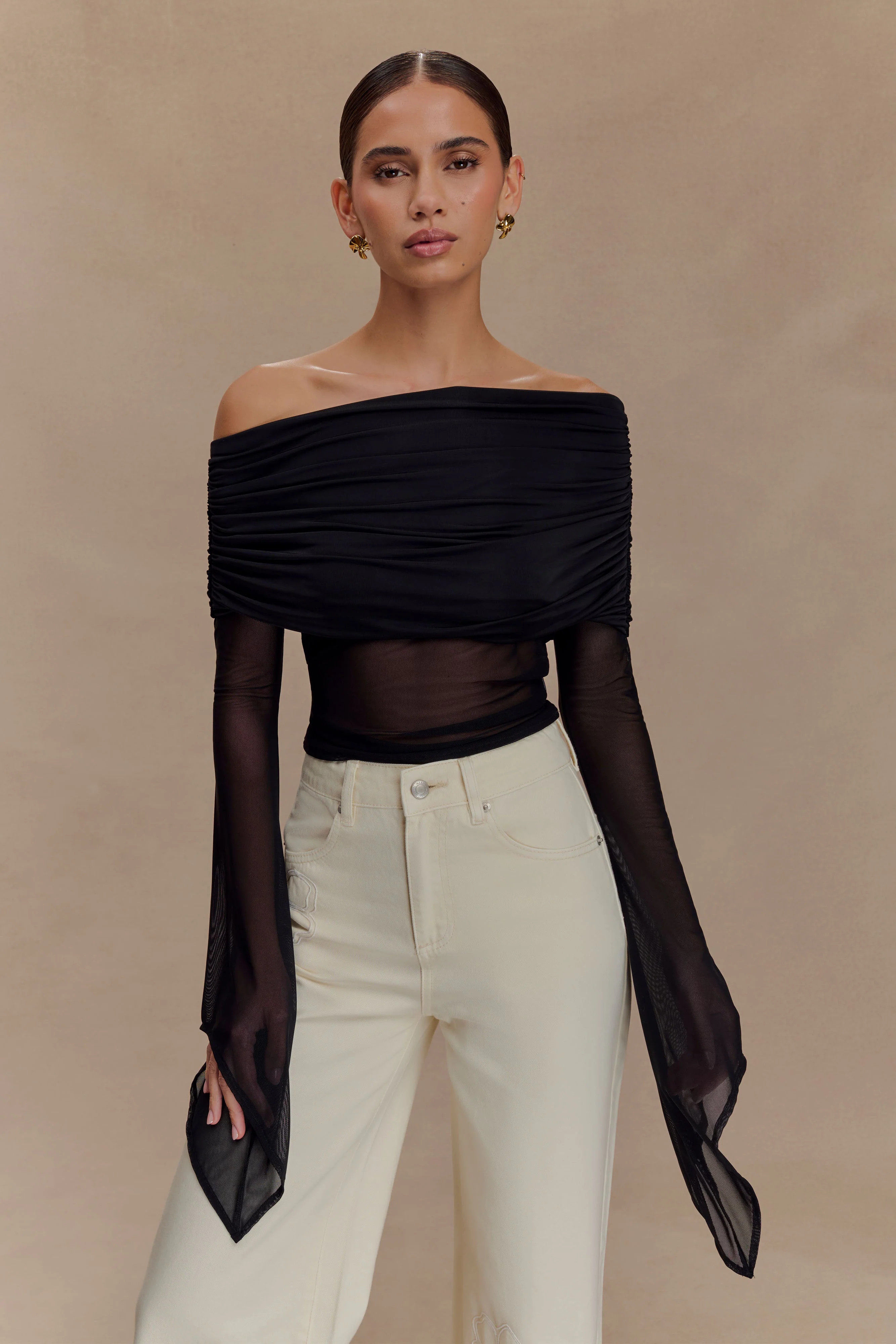 Dahlia One Shoulder Top - Black | MESHKI US