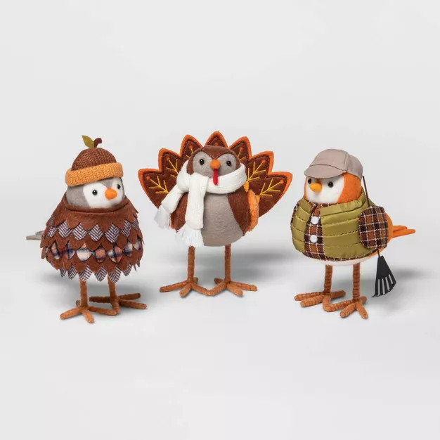 3pk Featherly Friends Harvest Bird Decorative Figurine Set - Hyde & EEK! Boutique™ | Target