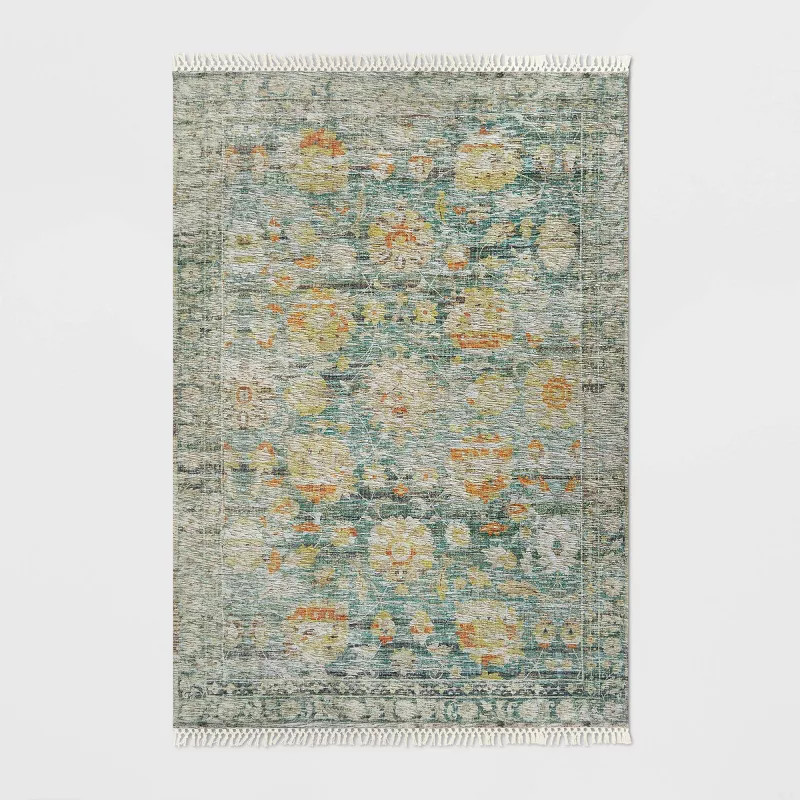Washed Out Digital Printed Persian Rug Ivory/Green - Threshold™ | Target