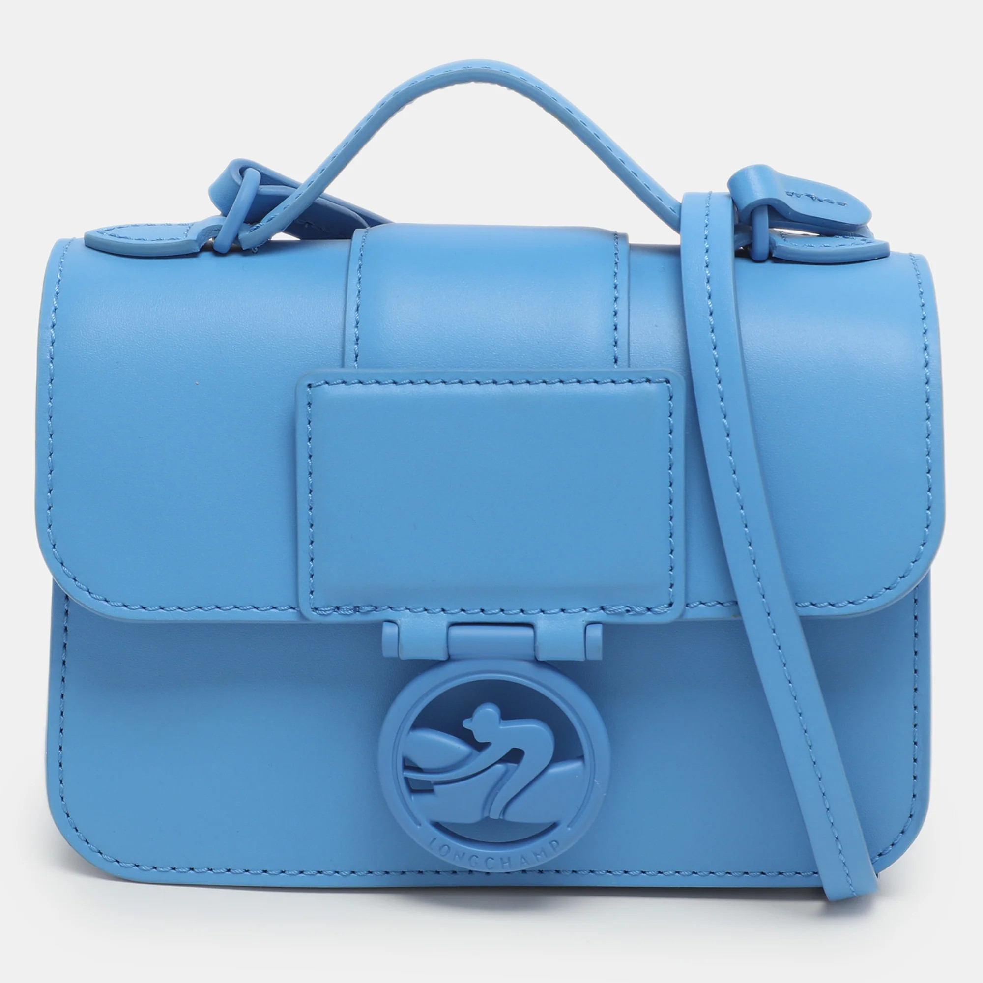 Longchamp Box Trot Blue Leather Shoulder Bag | Shop Simon