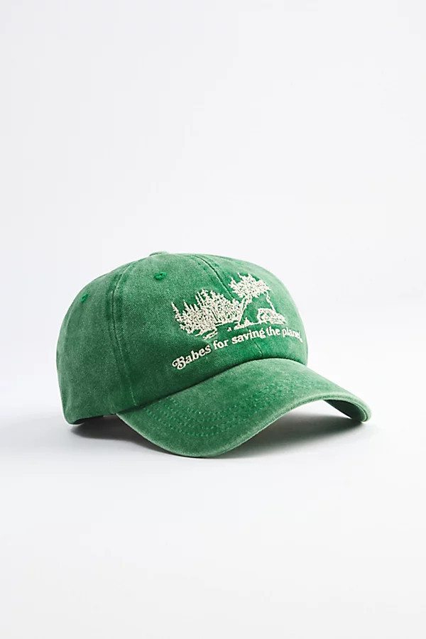 Babes Saving The Planet Washed Dad Hat in Green at Urban Outfitters | Urban Outfitters (US and RoW)