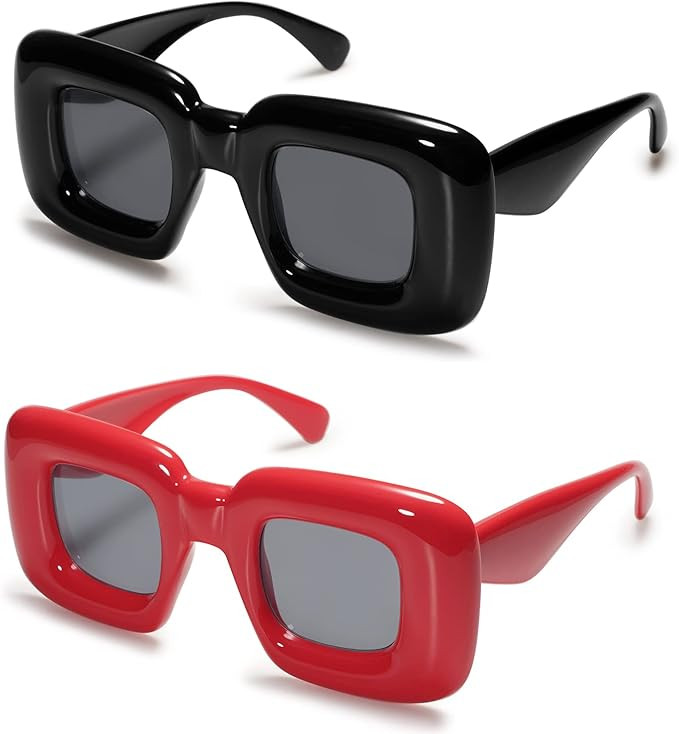 VANLINKER Cute Square Inflated Sunglasses for Women Men Trendy Chunky Glasses Retro Thick Frame F... | Amazon (US)