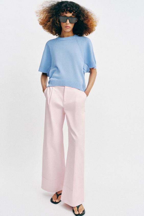 ROUNDED HEM SHORT SLEEVE KNIT JUMPER | Zara US
