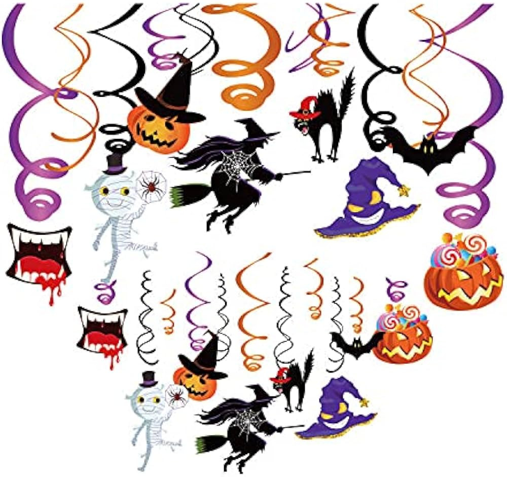 30 Pieces of Halloween Swirl Decorations Halloween Party Swirl Ribbons Happy Birthday Party Suppl... | Amazon (US)