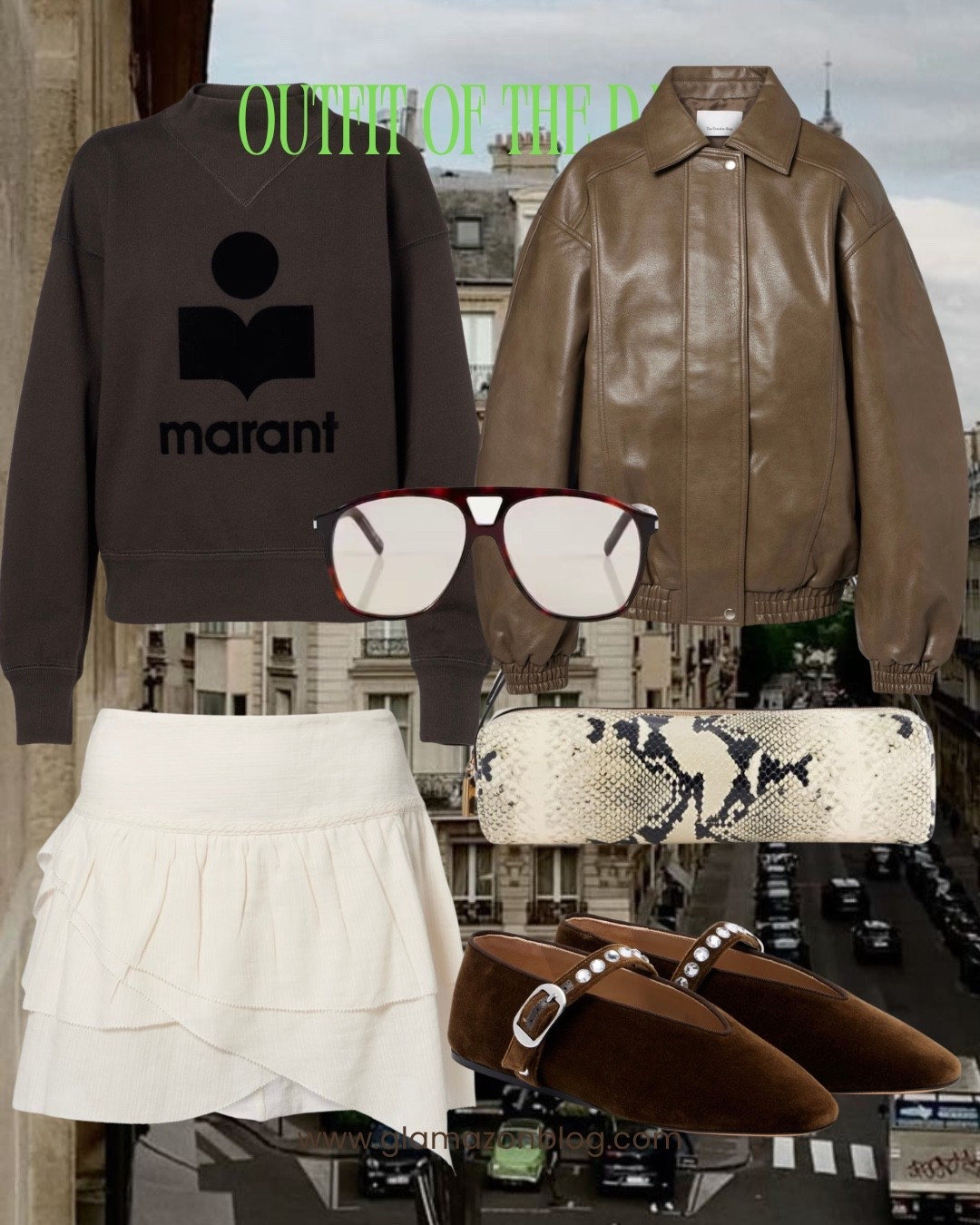 Marant skirt, Marant sweatshirt, Frankie shop jacket, brown jacket, khaki jacket, Khaite bag, suede flats 

#LTKspring #LTKuk #LTKFashionMonth