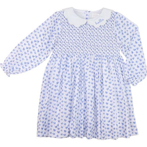 Blue Heart Smocked Scalloped Collar Dress | Cecil and Lou