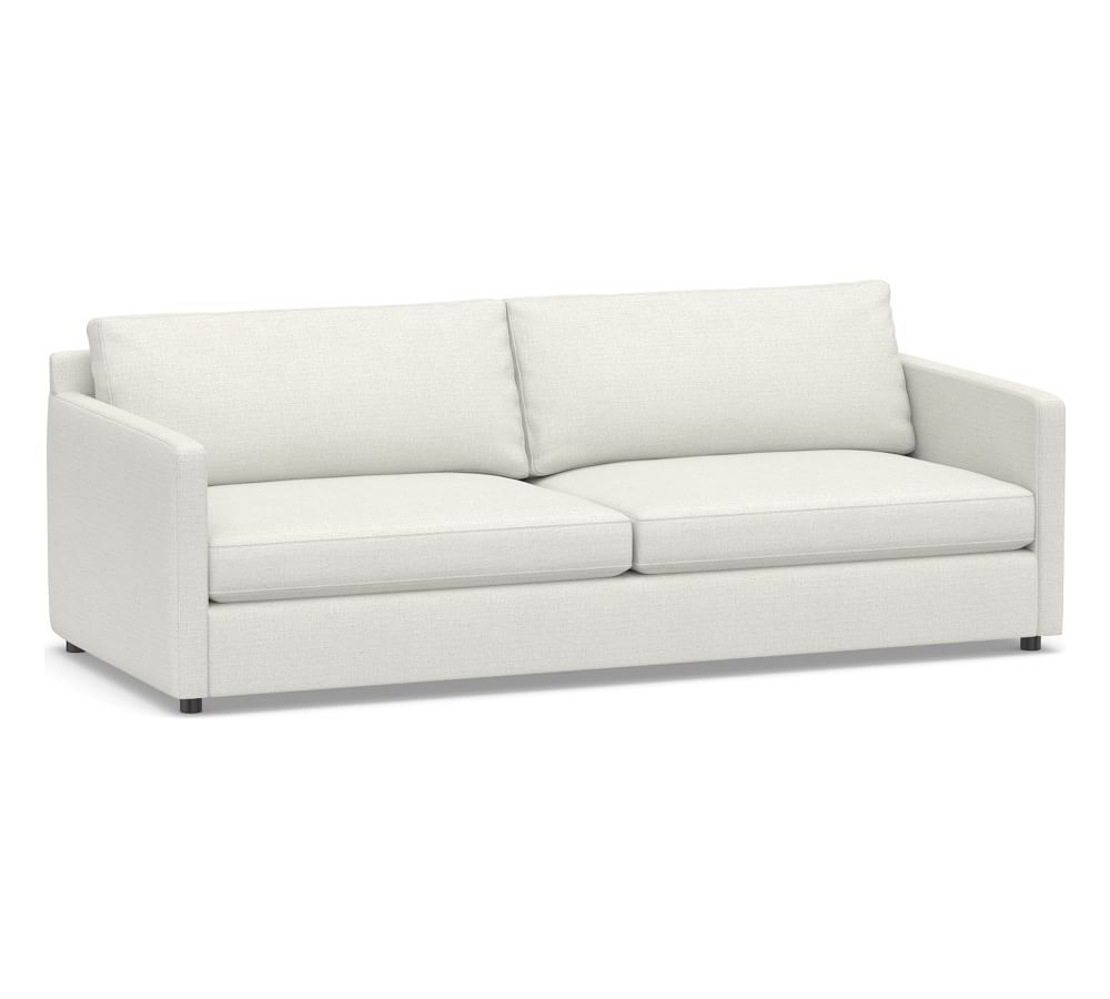 Pacifica Square Arm Upholstered Grand Sofa 89.5", Polyester Wrapped Cushions, Basketweave Slub Iv... | Pottery Barn (US)