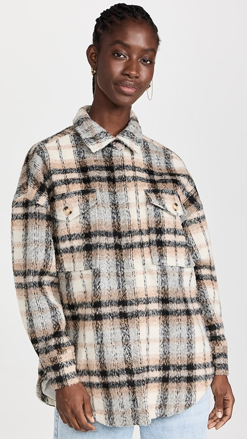Good American Neutral Plaid Shacket | SHOPBOP | Shopbop