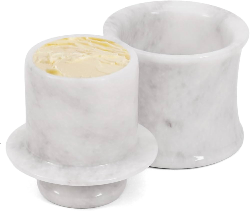 Marble Butter Keeper with Lid 10 cm White Handmade Stone Butter Dish for Kitchen Counter Decor - ... | Amazon (CA)