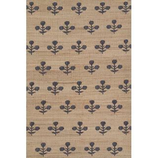 Erin Gates by Momeni Orchard Bloom Blue Hand Woven Wool and Jute Area Rug - Natural - 5' X 8' | Bed Bath & Beyond