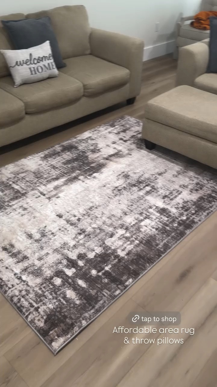 Affordable area rug
& throw pillows
