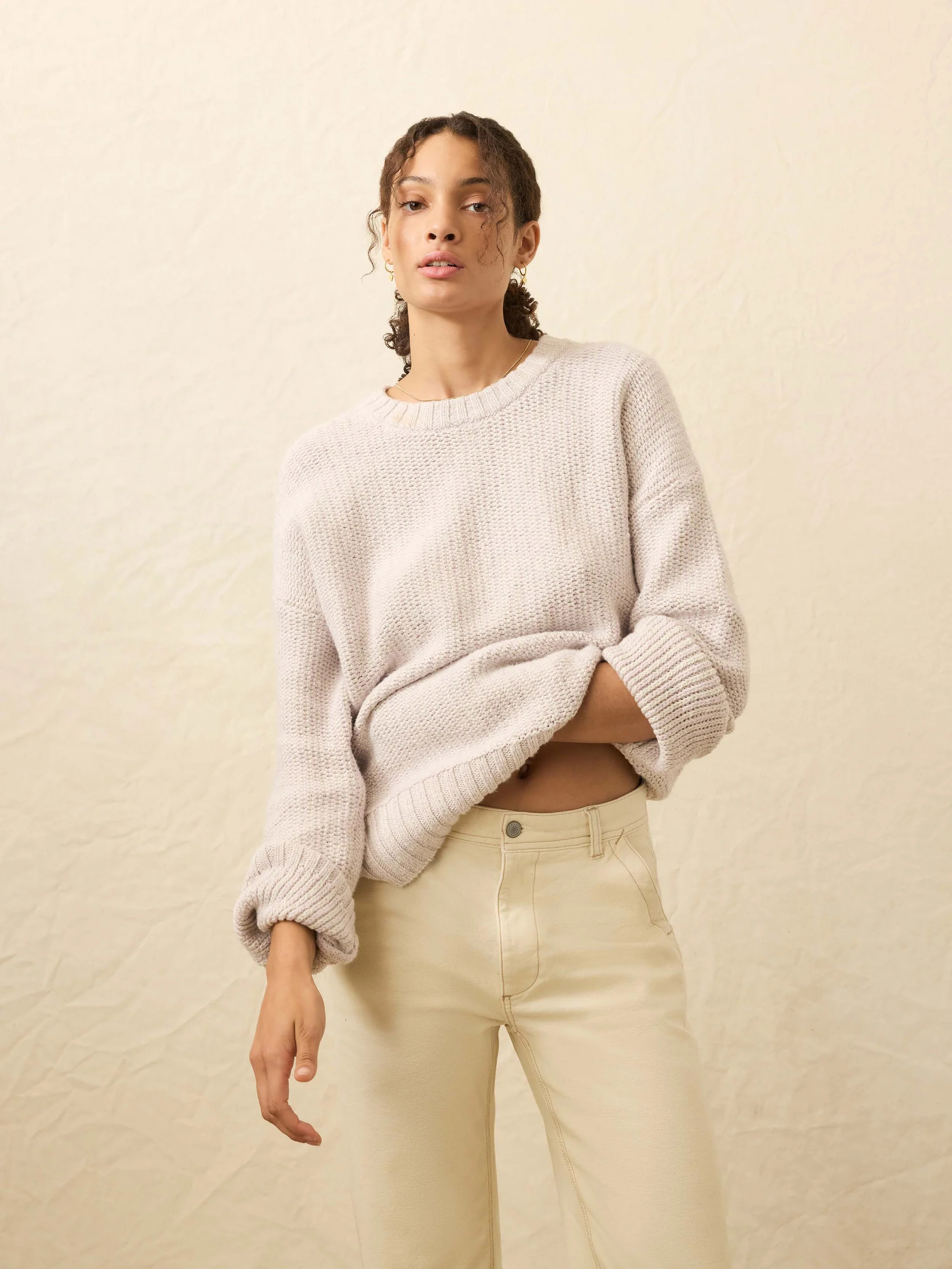 Heirloom Cotton Relaxed Crew - Seafog Stripe | Faherty