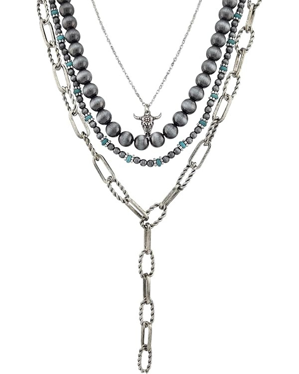 Western Navajo Pearl Inspired Necklace Lightweight Boho Cowgirl Country Vintage Jewelry | Amazon (US)