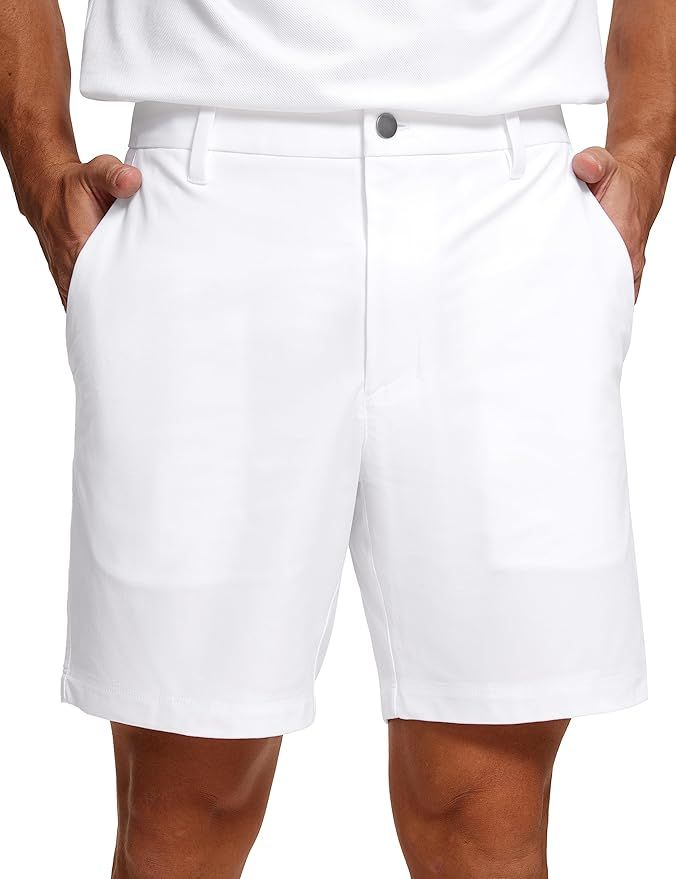 CRZ YOGA Men's All-Day Comfort Golf Shorts - 7"/ 9'' Stretch Lightweight Casual Work Flat Front S... | Amazon (US)