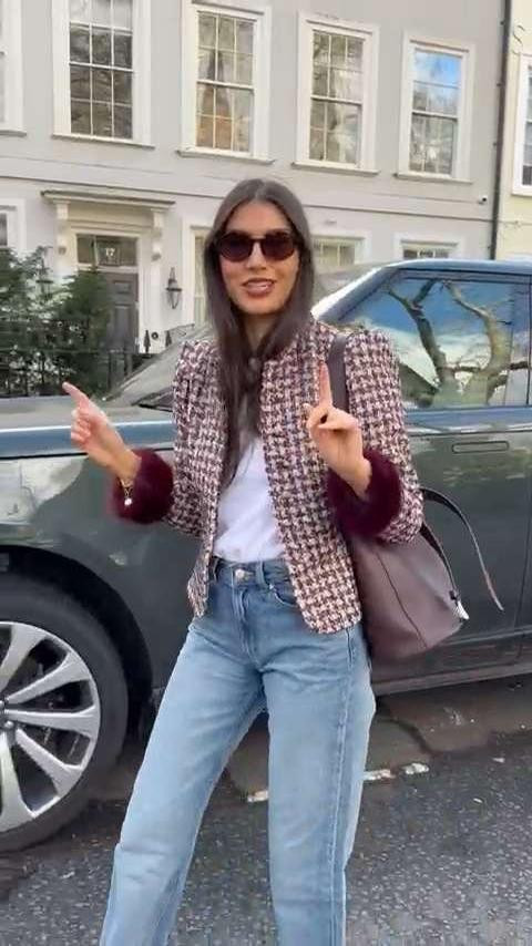 Chanel inspired look with Zara items 🤎

Tweed blazer, faux fur trim, straight leg jeans, bucket bag, Prada bucket bag, loafers, spring outfit, spring style, burgundy outfit 

 #LTKFashionMonth #LTKspring #LTKjeans
