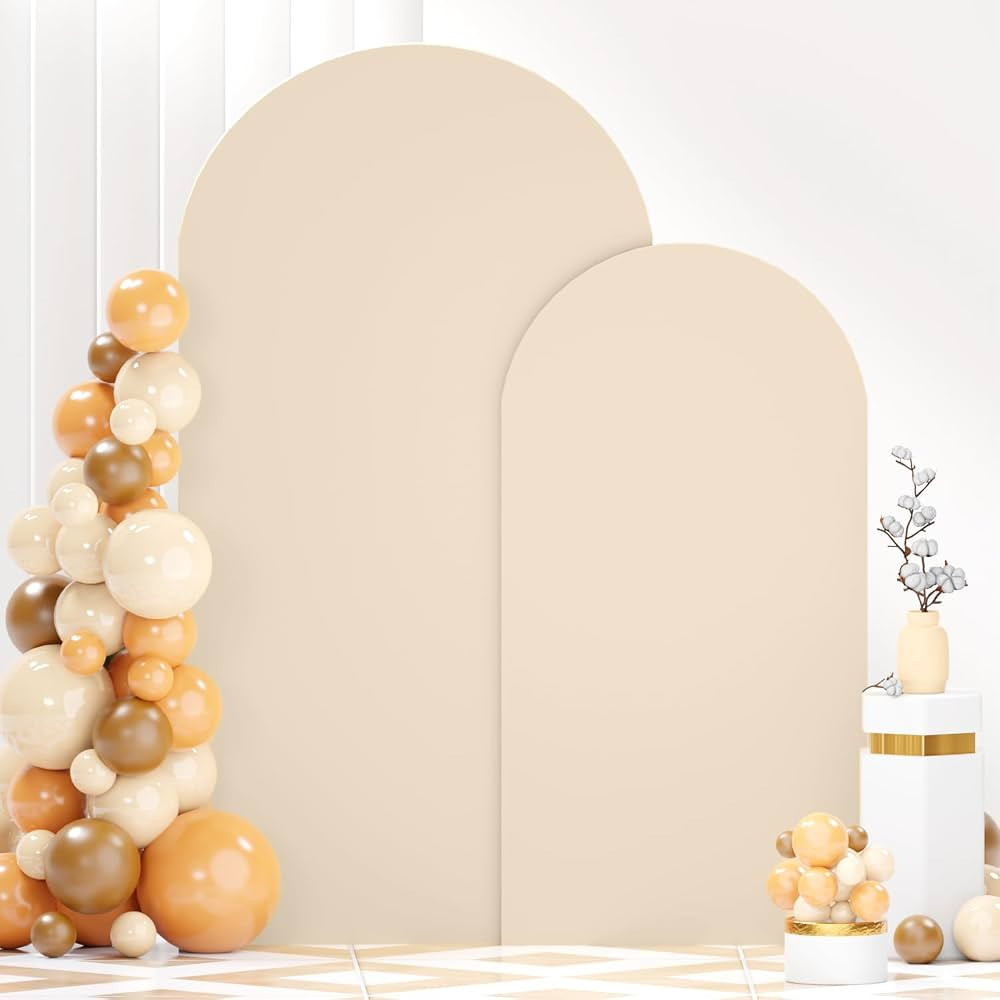 Beige Spandex Arch Cover Set of 2 Arch Covers Stretchy Backdrop Chiara Wall Arch Stand Cover 6FT ... | Amazon (US)