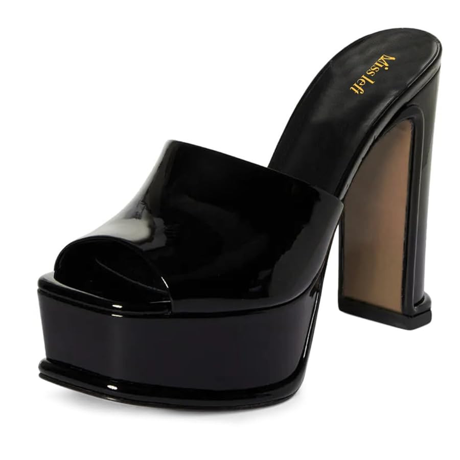 miss left Women Classic Square Open Toe Mules with High Heel Chunky Platform Slip On Slippers Dai... | Amazon (US)