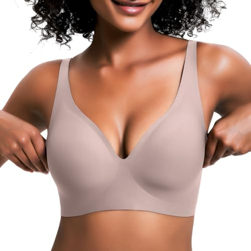 Jelly Wireless Bra for Women, Push Up Seamless T-Shirt Bras, Comfortable Plunge No Underwire Bra ... | Amazon (US)