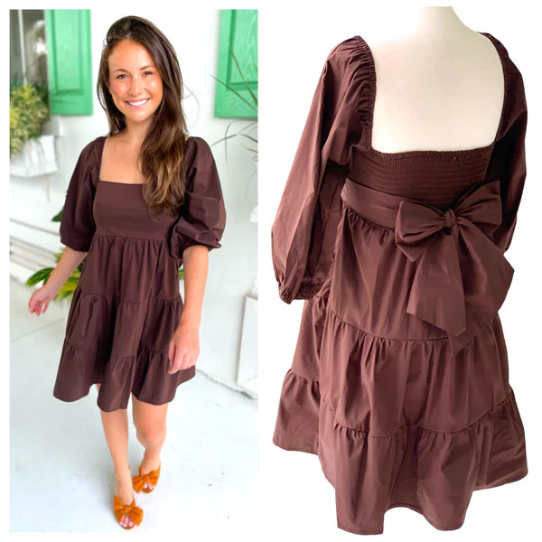 Puff Sleeve Desmond Dress with BOW BACK | James Ascher