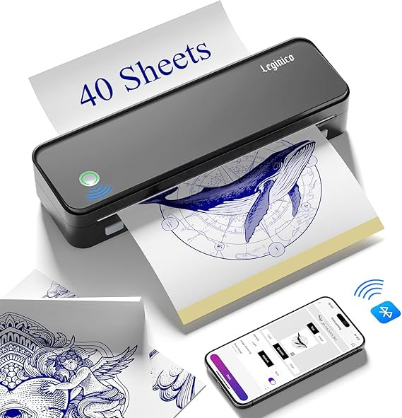 Tattoo Stencil Printer with 40pcs Transfer Paper, Bluetooth Thermal Tattoo Printer Machine for Be... | Amazon (US)