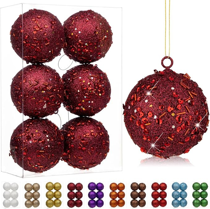 3.15" Large Christmas Balls Ornaments 6 Pcs Shatterproof Big Burgundy Red Christmas Ornaments for... | Amazon (US)