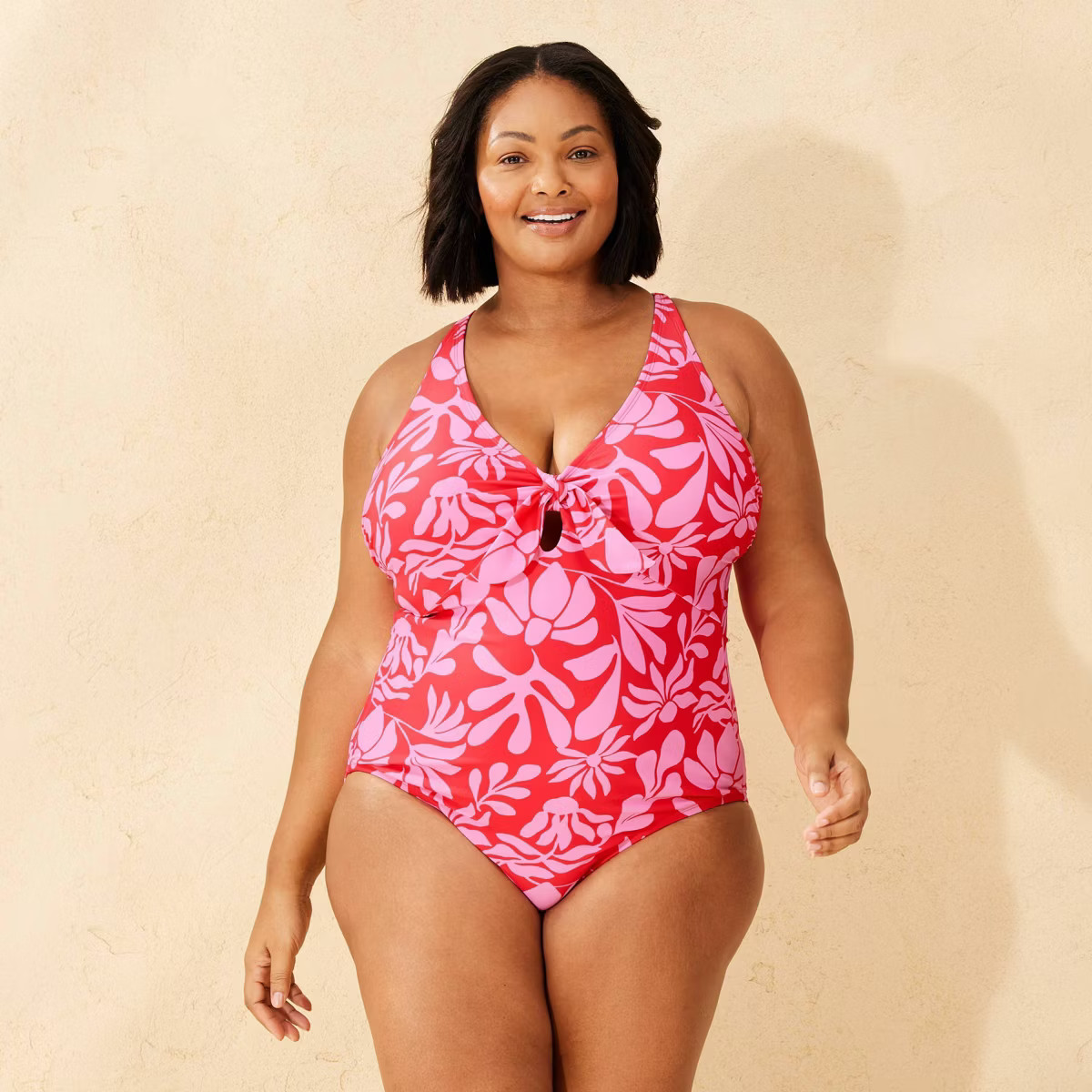 Women's Tie-Front Keyhole High Leg One Piece Swimsuit - Shade & Shore™ Multi | Target