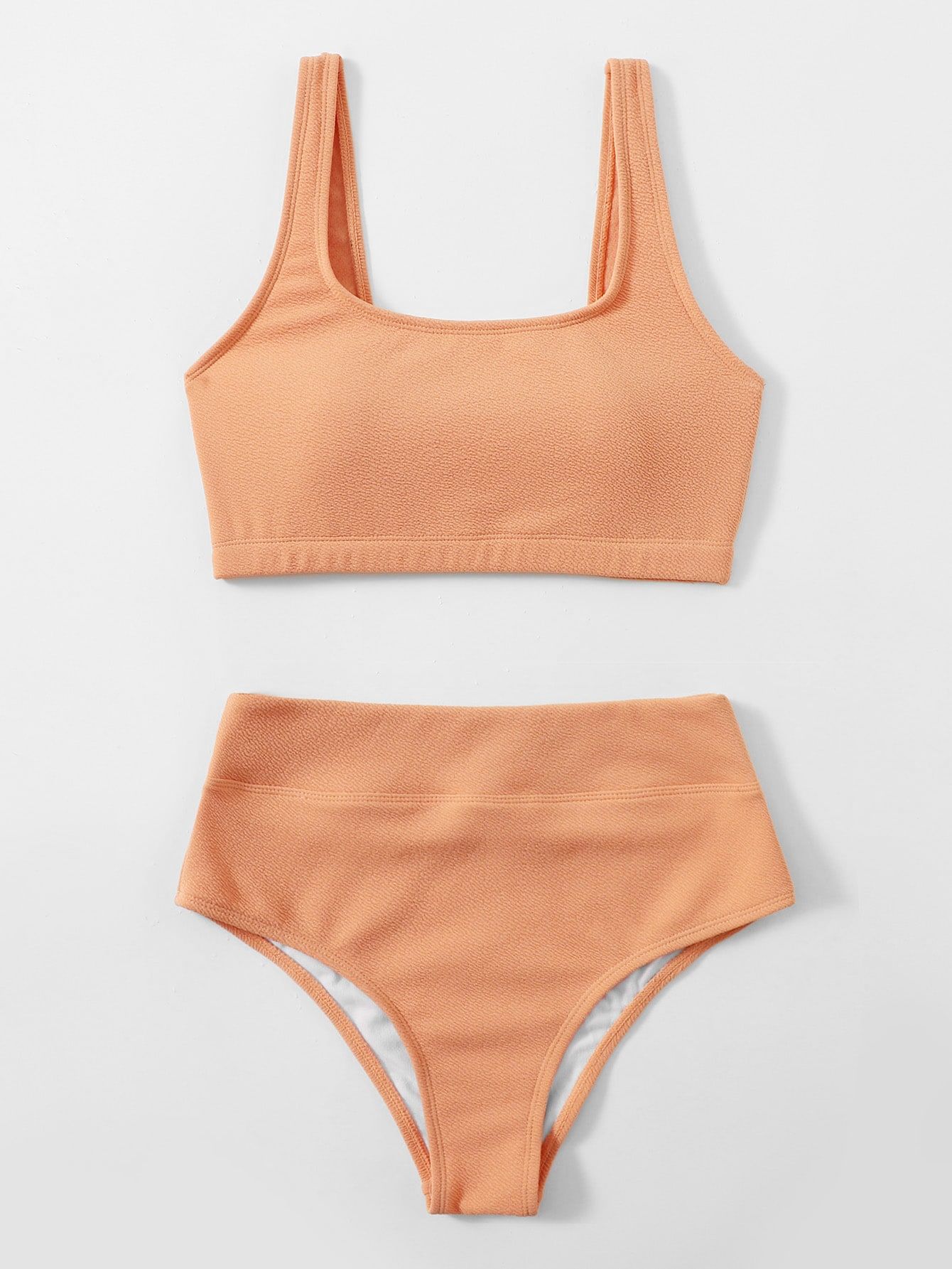 Solid High Waisted Bikini Swimsuit | SHEIN