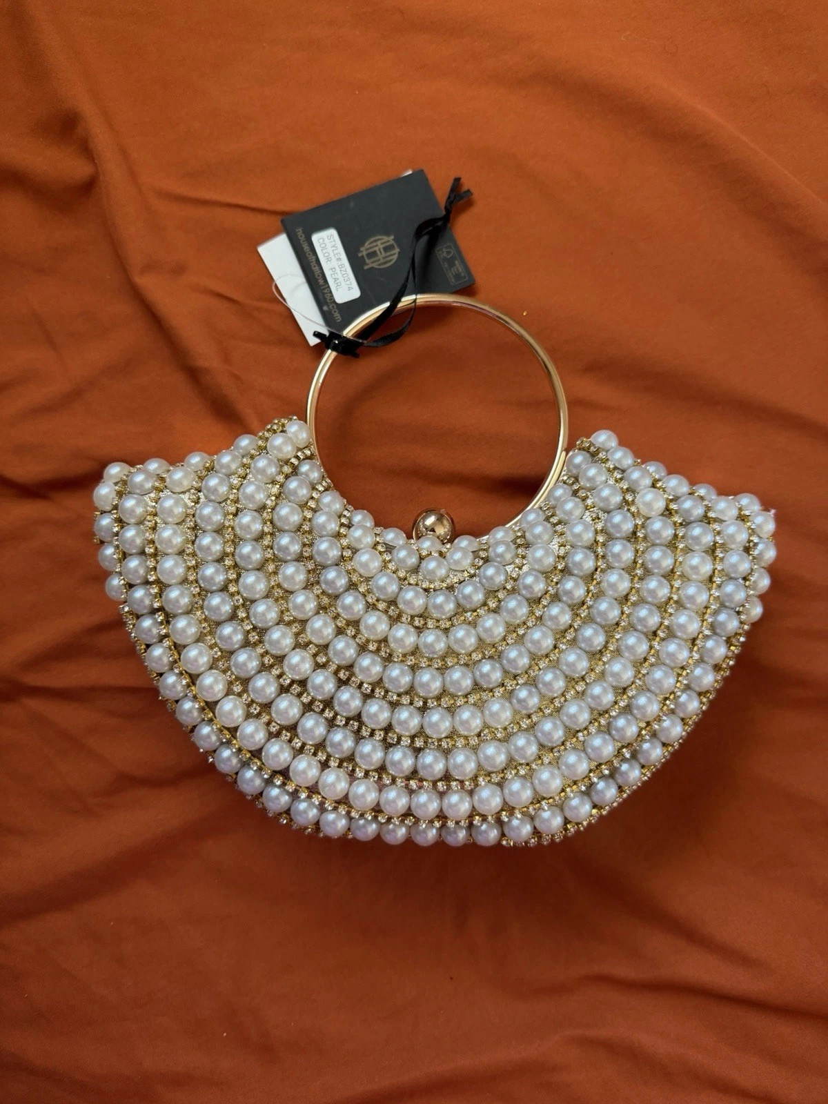 House of Harlow 1960 Pearl Beaded Crescent Clutch w/ Gold Chain Strap | eBay | eBay US
