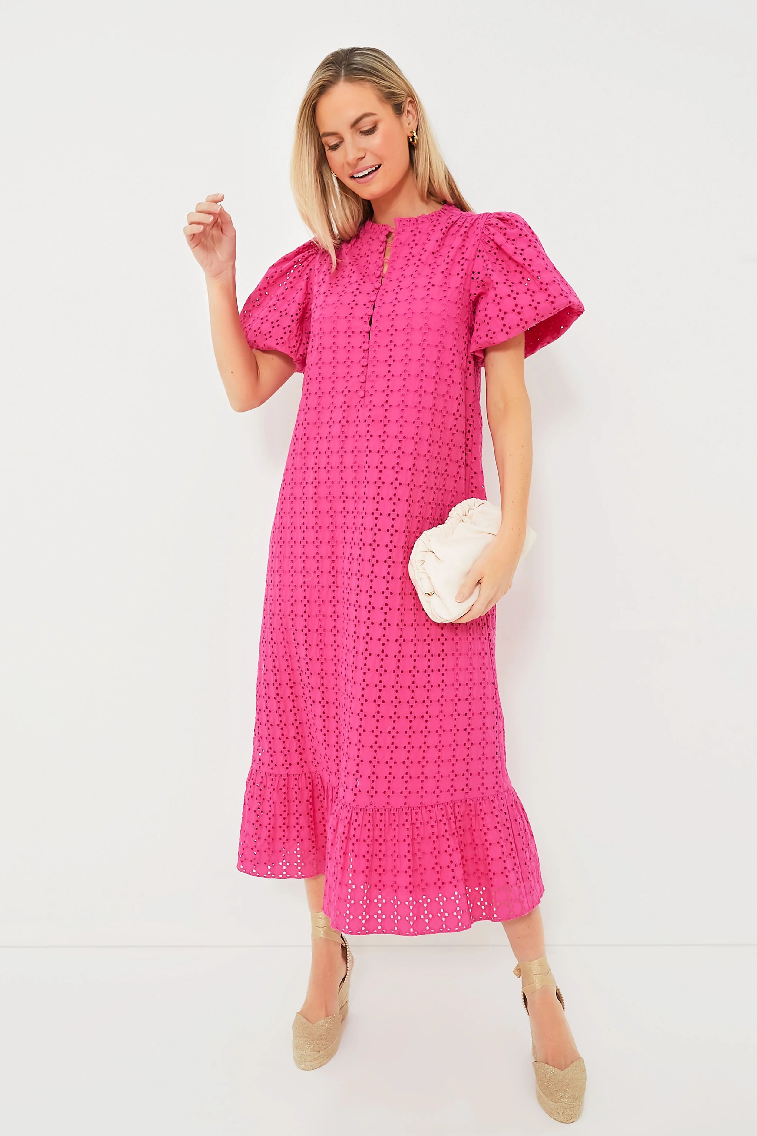 Pink Eyelet Midi Tryall Dress | Tuckernuck (US)