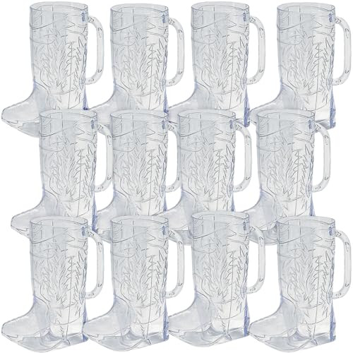Fun Express Cowboy Boot Cups Clear Plastic - Western Cups 17oz Boot Mugs 12 Pack for Cowboy Party... | Amazon (US)