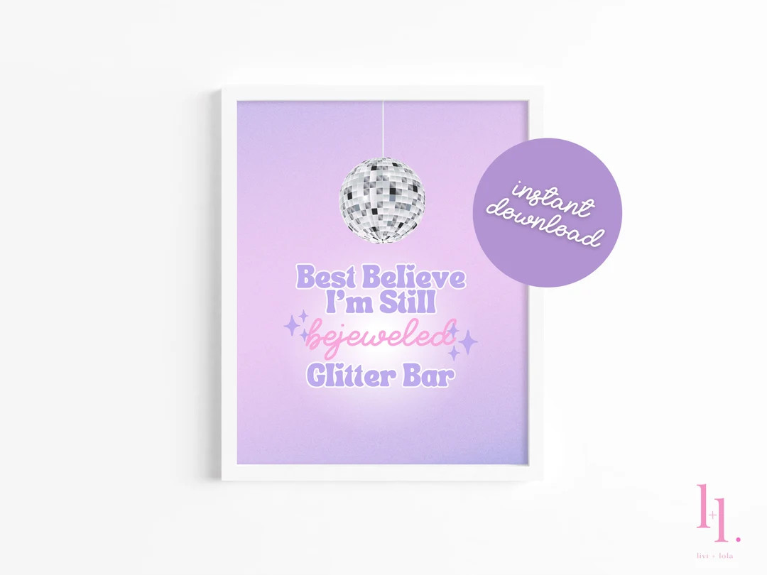 Printable Editable Glitter Station Sign, Instant Download T Swift Birthday Party Sign, 8x10 Bejew... | Etsy (US)