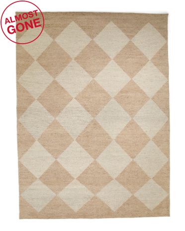 8x10 Hand Knotted Wool Blend Checkerboard Area Rug | TJ Maxx