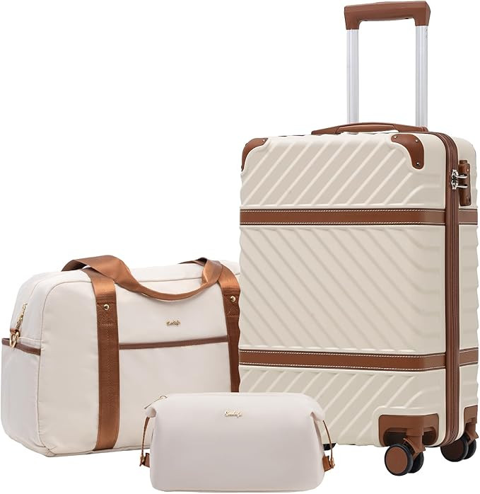 Coolife Luggage Set Suitcase Carry On Luggage PC Hardshell Luggage TSA Lock Spinner Wheels Telesc... | Amazon (US)