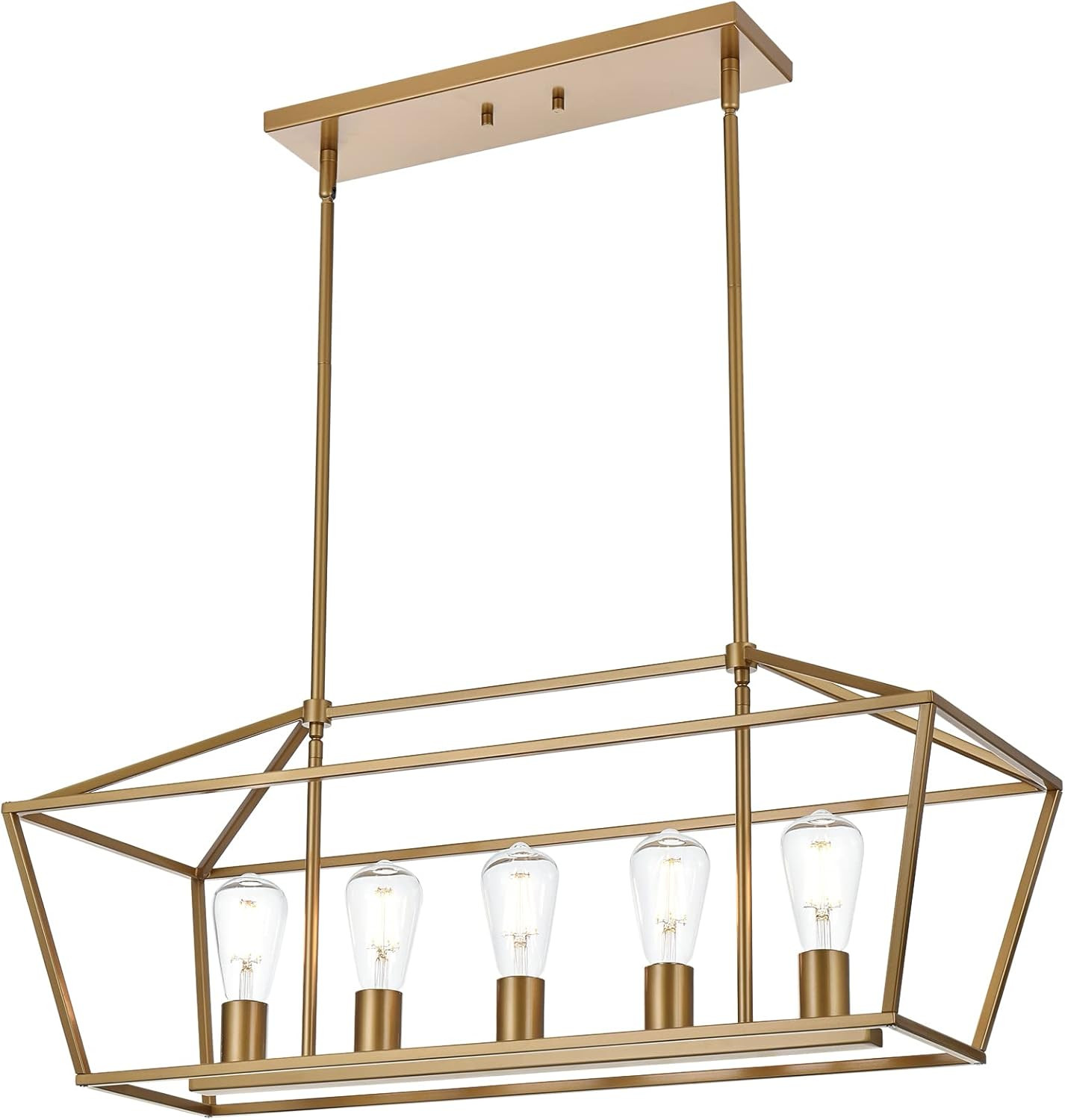 VINLUZ 5 Light Modern Kitchen Island Light in Gold Finish,Industrial Hanging Pendant Lighting Fix... | Amazon (US)