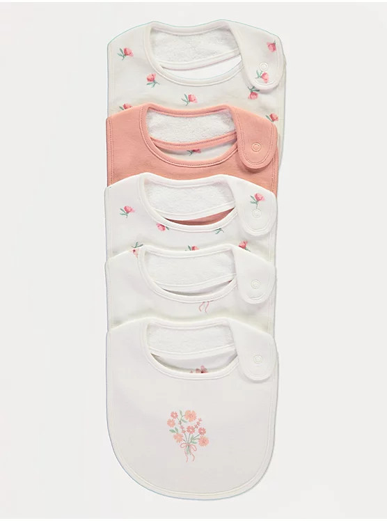 Pink Floral Bibs 5 Pack | George at ASDA