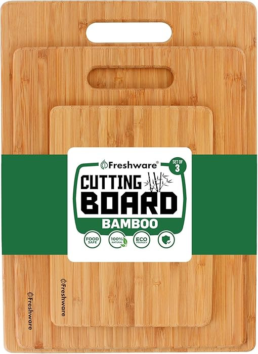 Freshware Bamboo Cutting Board Set of 3, Wooden Cutting Boards for Kitchen, Knife Friendly Food G... | Amazon (US)