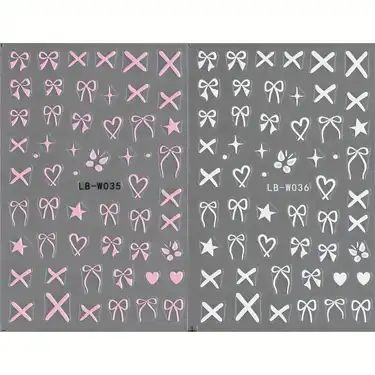 2 PCS Cute Butterflies, Bow Nail Art Stickers, Heart Star Bow Design Nail Art Decals, Nail Art De... | Temu Affiliate Program