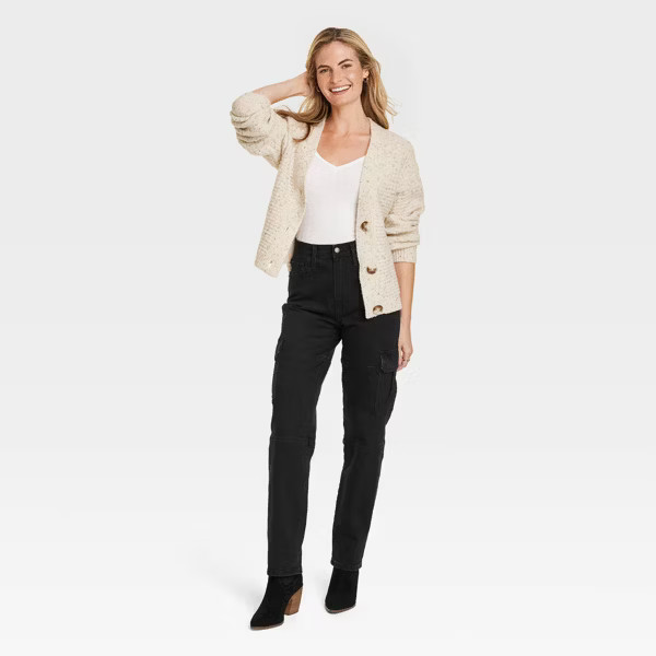 Women's High-Rise 90's Straight Cargo Jeans - Universal Thread™ Black | Target