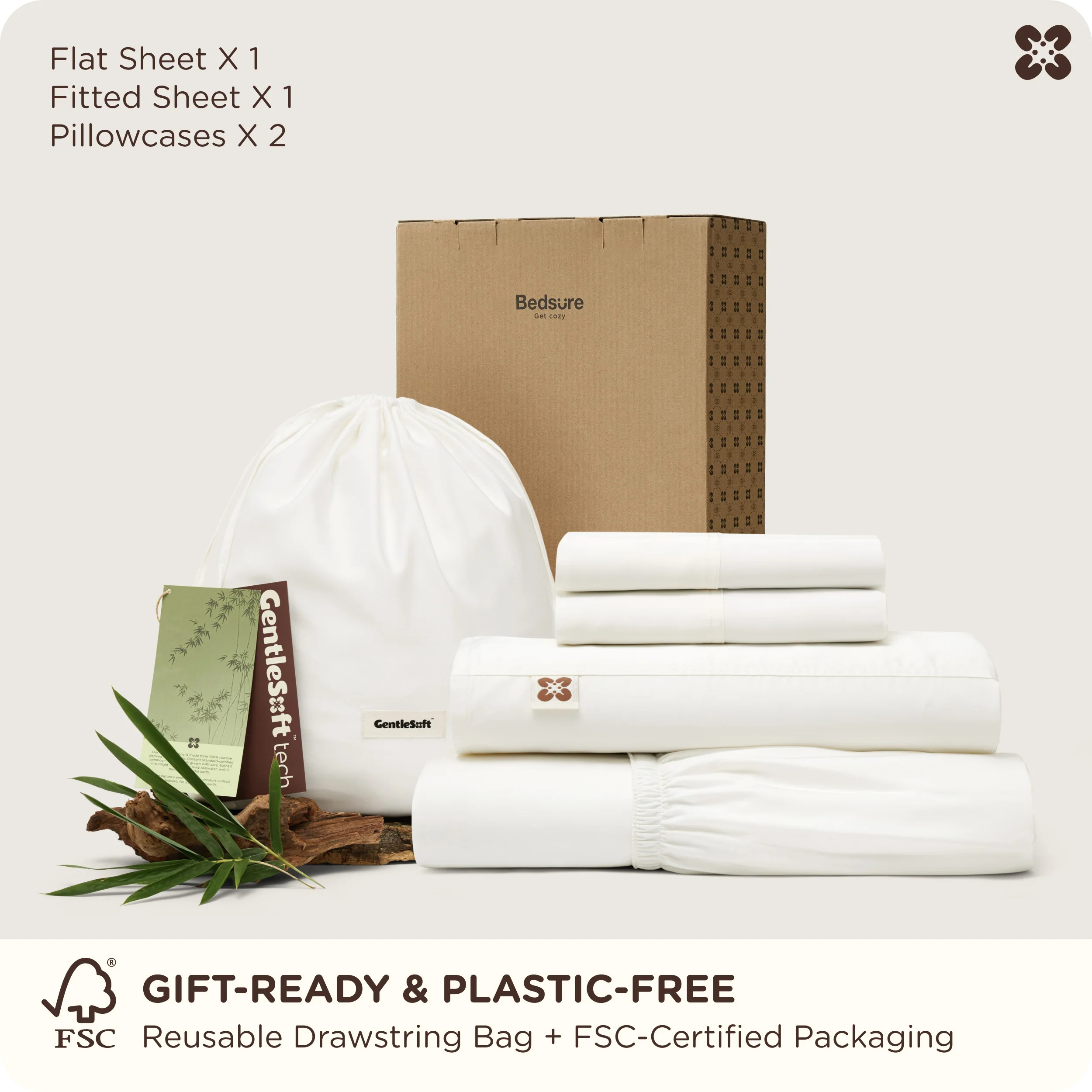 GentleSoft® Organically Grown Bamboo Viscose Sheet Set | Bedsure