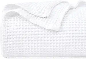 PHF 100% Cotton Waffle Weave Blanket Queen Size 90"x90"-Lightweight Washed Soft Breathable Blanke... | Amazon (US)