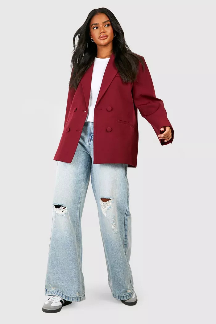 Double Breasted Relaxed Fit Tailored Blazer | boohoo (US & Canada)