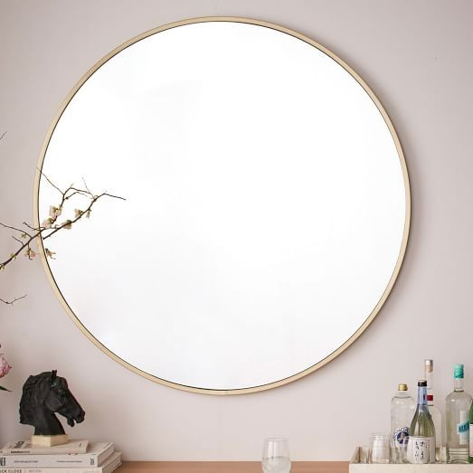 Metal Frame Oversized 48" Round Mirror - Antique Brass | West Elm (US)