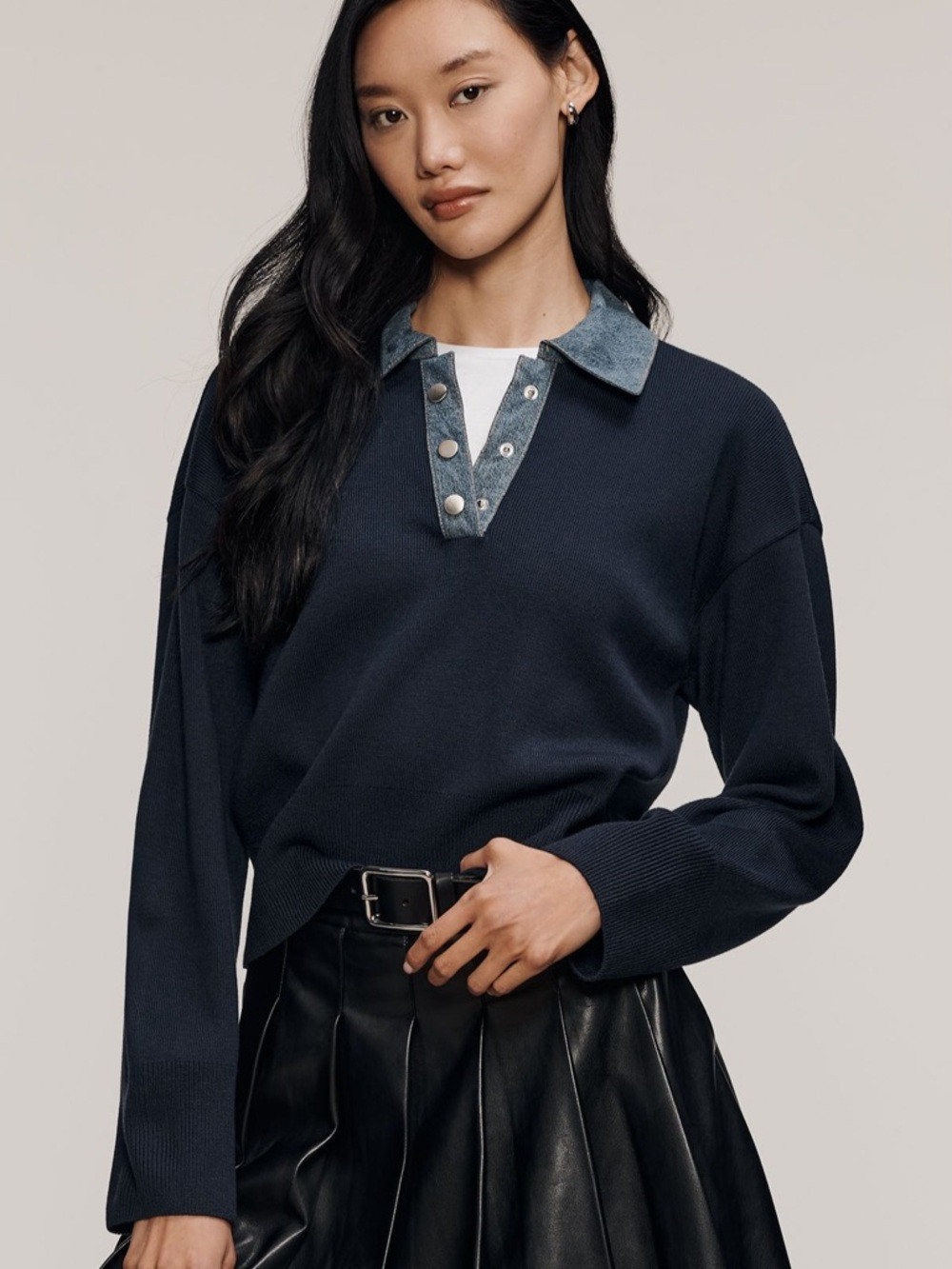 Maeve Anthropologie Polo Denim T-Shirt Twofer Sweater | Poshmark