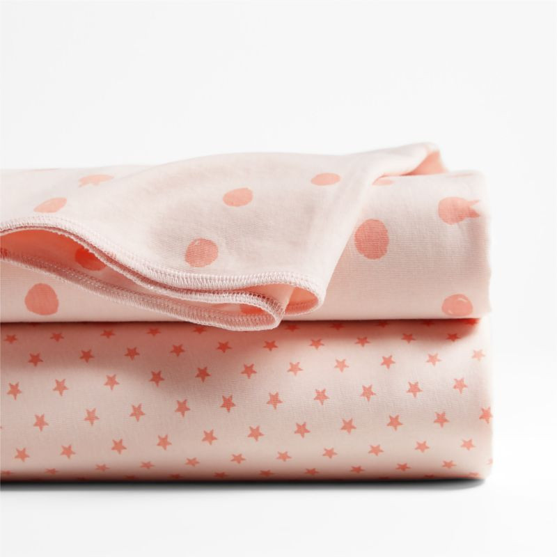 Pink Organic Cotton Heathered Jersey Baby Swaddle Blankets, Set of 2 + Reviews | Crate & Kids | Crate & Barrel