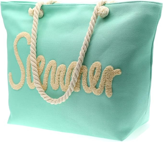 JNF Beach Bags for Women Summer Large Beach Tote Bags Hand Bag Shoulder bag Tote bag with Zipper | Amazon (US)