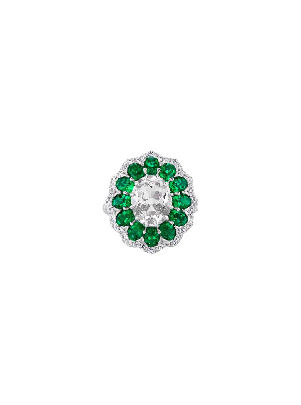 TATE LAB WHITE SAPPHIRE AND EMERALD RING, SILVER | Dorsey